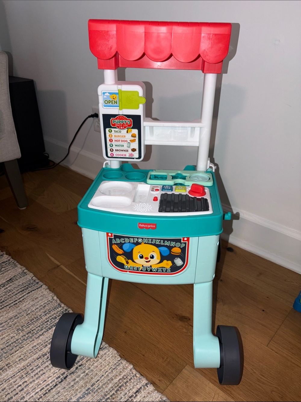 Fisher-Price Teal and Red Play‎ Food Cart with Music Panel